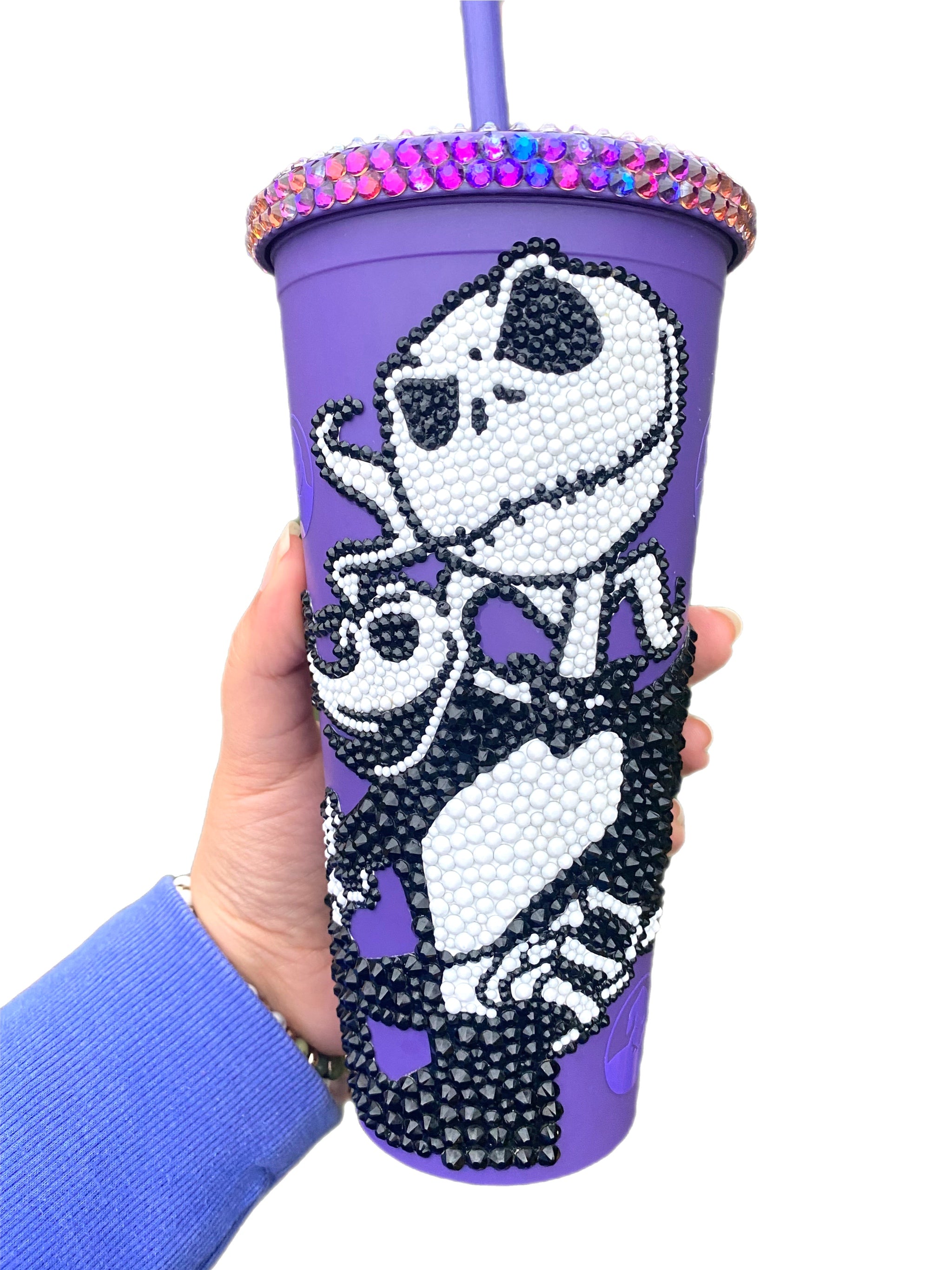 Jack Skellington Glass Cup with Bamboo Lids and Straw – Mrs Pretty Prints