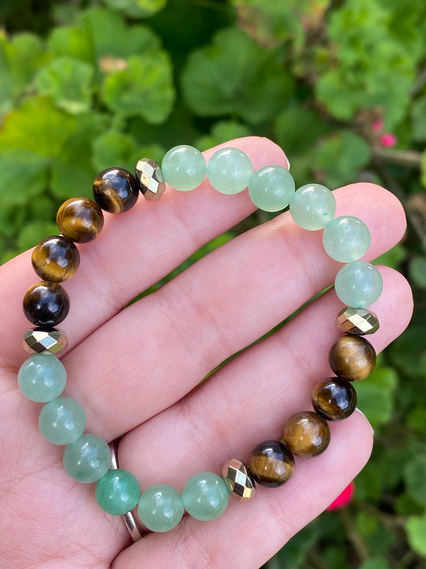 Tigers eye, green aventurine, and pyrite