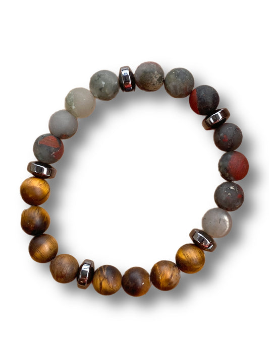 Bloodstone, Tigers eye, and hematite